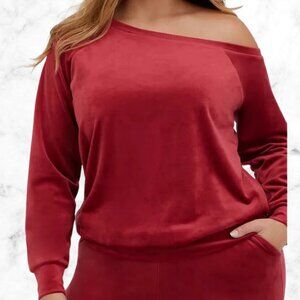 TORRID |  Velour Long Sleeve Off-Shoulder Lounge Sweatshirt